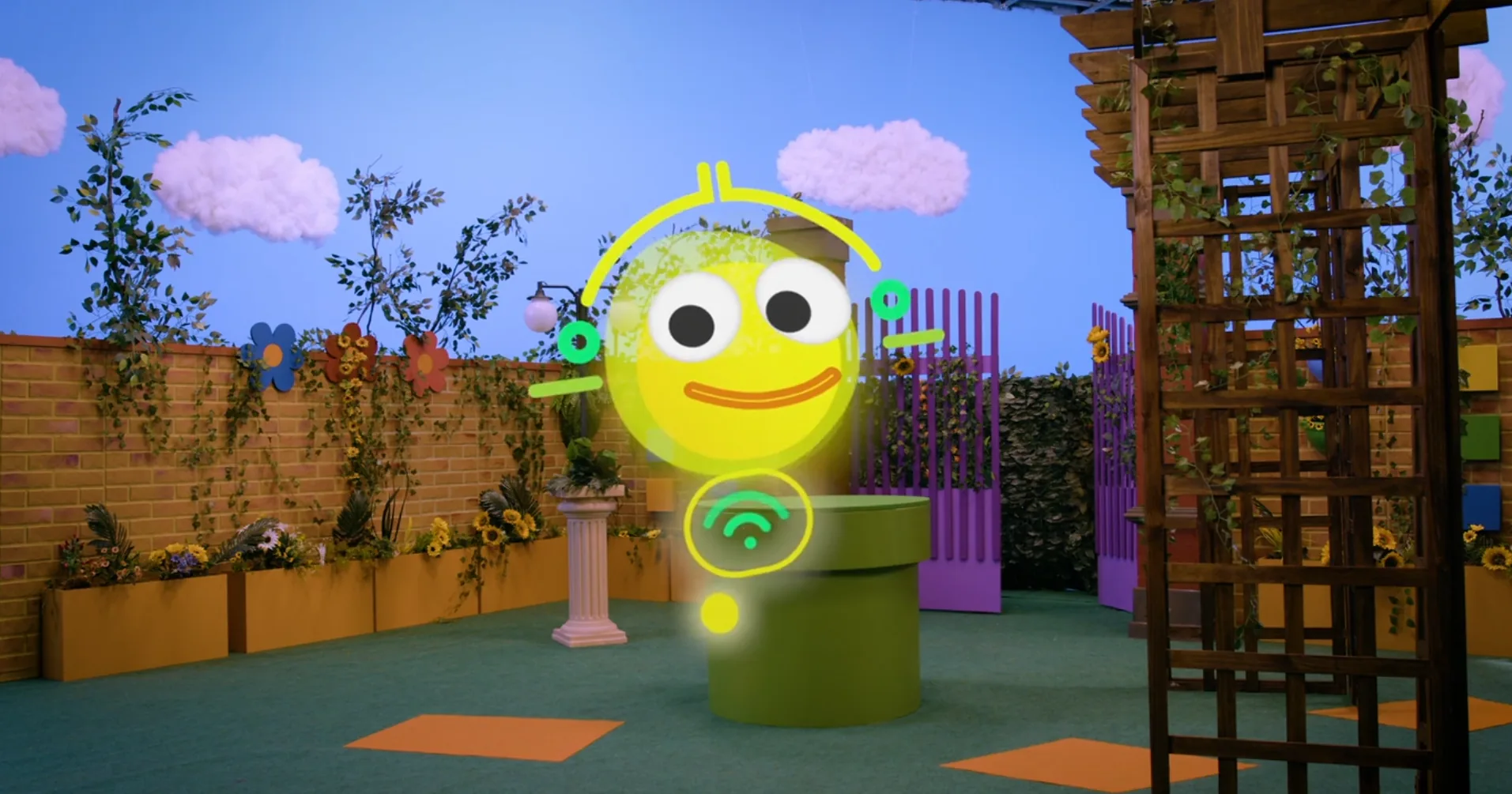 Webby integrada ao cenário de Vila Sésamo